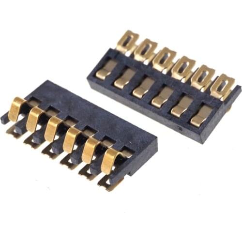 50 Pcs Surface Mount Spring Battery Connector 6 Pins 2.0 MM Pitch Male Contact 12V 2.0A SMT PCB Reflow solder RoHS Reach