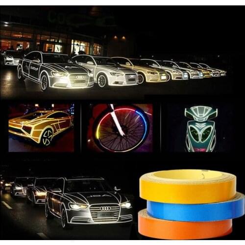 Practical Car Reflective Warning Sticker Dropshipping 1cm * 5m Waterproof Motorcycle Decorative Strip 5 Colors Optional