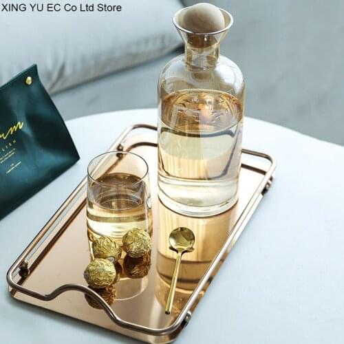 Nordic Stainless Steel Rectangular Tray Household Living Room Coffee Cup Teacup Water Cup Tea Tray Fruit Tray Metal Plating Tray