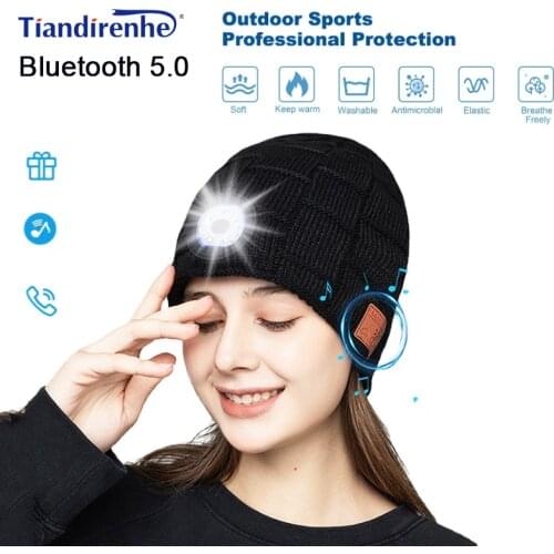 Bluetooth Beanie Hat LED Beanie Hat Unisex Wireless Headphone Beanie USB Rechargeable Lighted Cap with Built-in HD Stereo Speak