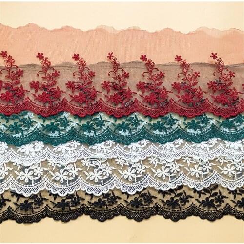Width 14cm 5.5inchGesang Flowers European Style Embroidery Lace Fabric Home Decoration Garment Skirt Sewing Accessories Mesh