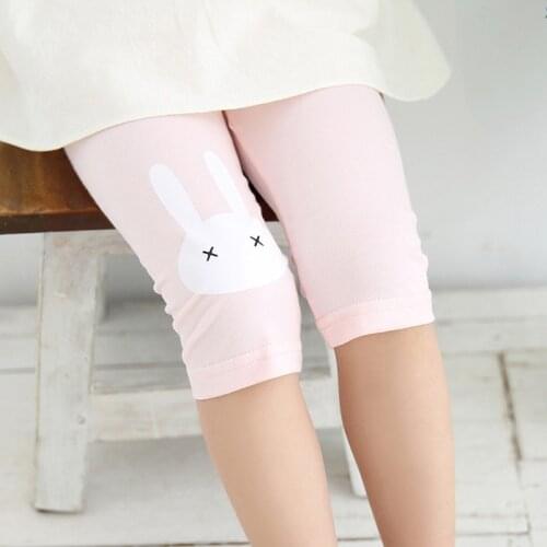 Rabbit Printed Girls Knee Length Pants Kids Pants Clothing Childrens Summer Cool Cartoon Printing Leggings