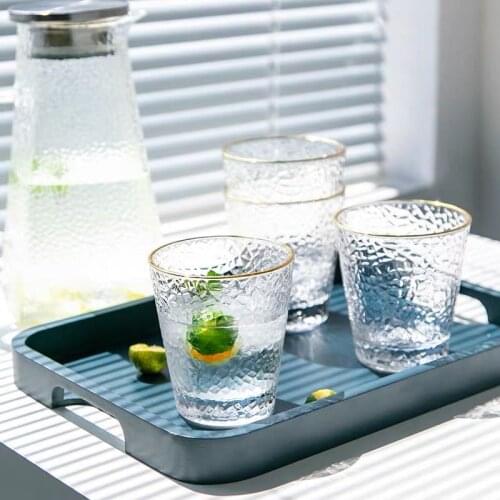 Glass Mug Creative Coffee Mug Tea Beer Drinking Glasses Cup Tumbler Transparent Gold-rimmed Whiskey Wine Glasses Drinkware