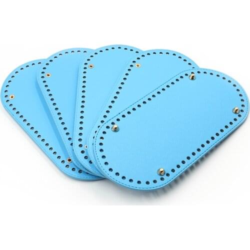 25x12cm PU Leather Blue Bag Bottoms DIY Handmade Oval Long Bottom Bag Accessories For Women Knitting Bags Handbag Crossbody 2020
