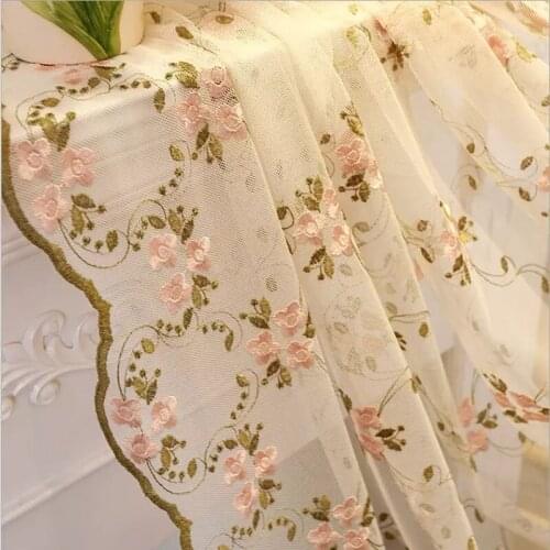Tiyana Korean Beautiful Flower Embroidery Tulle Curtain Finished Lace Fabric For Bedroom Princess Room Custom Voile Drapes #4