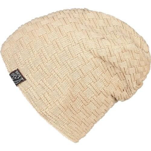 Knitted hat for man and women Plus cashmere Thickened lattice knitted cap Winter outdoor cold proof Casual knitted cap