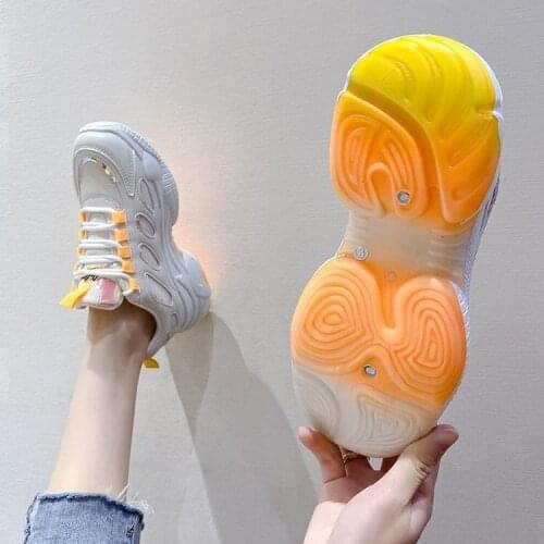 Dad Shoes Womens Ins Fashion 2021spring New Thick Bottom Height Increasing Insole Casual Womens Sports Shoes