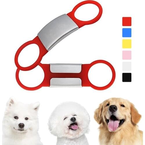 Stainless Steel Pet Dog Tag Silicone Dog ID Tag Engraved Dog Collar Anti-lost Pet Nameplate Tags For Dog Cat Tensile Rubber