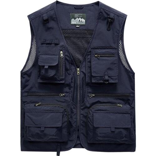Summer Men Unloading Tactical Vest Coat Casual Mens Photographer Waistcoat Mesh Work Sleeveless Jacket Tools Pocket Vest 5XL