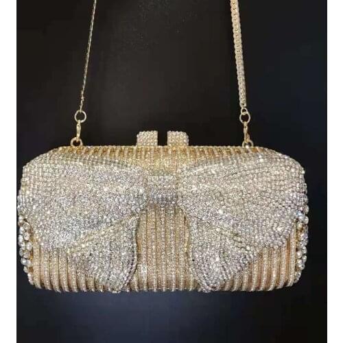 Gold Color Rhinestone Handbags New Fashion Diamond Evening Bag Clutches Bags For Wedding Prom Party Chain Mini Clutch Bag Purses