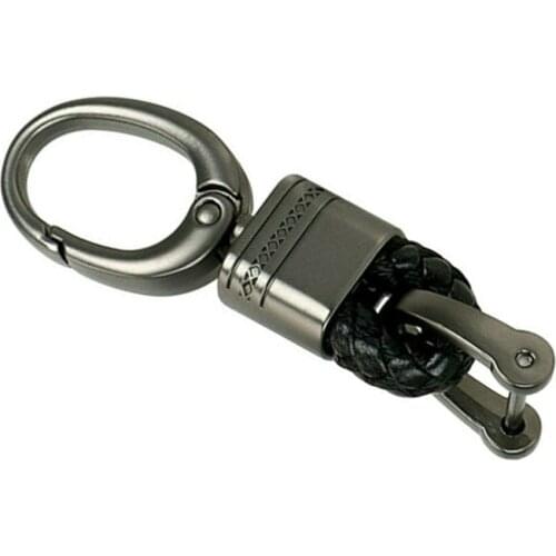 1× Men Creative Metal Leather Keyfob Car Keychain Keyring Gift For Husband Car Styling Key Holder Car Accessories