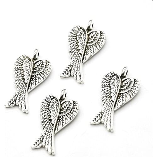 20PCS--27*15*1.5mm Angel wings Charms Antique Silver wings Charm pendant DIY Supplies Jewelry Making