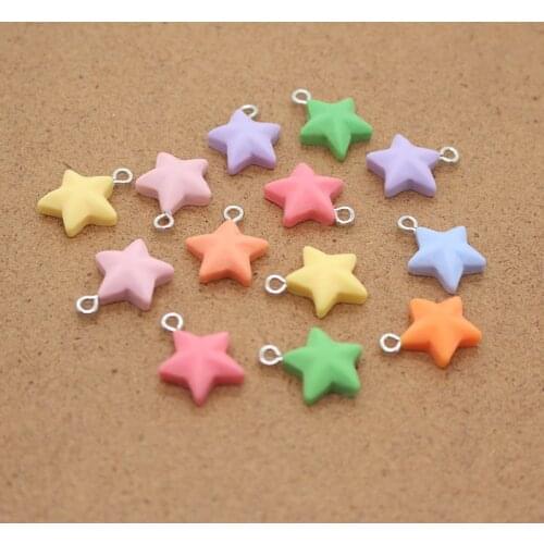 10pcs/pack Mix Candy Color Small Pentagram Earring Charms Sweet Five-pointed Star Bracelet Keychains Pendants Jewelry Accessory