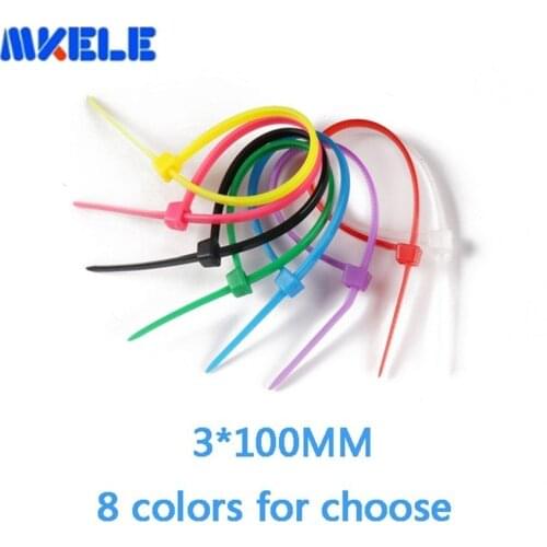 100pcs/bag Self-locking Nylon Cable Ties 3*100 mm Plastic Zip Tie 8 Colors For Choose Cable Ties Fasten Loop For Wires Tidy