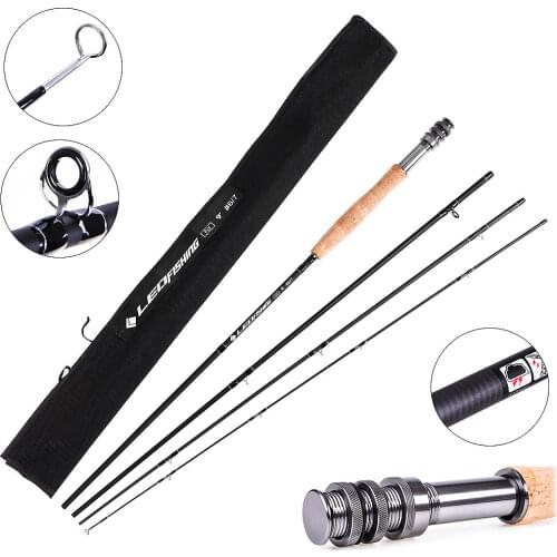 2.7m 9ft Black Carbon Fiber Flying Fishing Rod #4/5/6/7 WT 4 Section Ultra Light Medium Hard Fly Pole