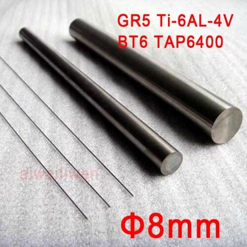 2pcs 8mm 500mm length Grade 5 gr5 titanium Ti Ti-6AL-4V bar titanium alloy rod BT6 TAP6400 for ultrasonic medical treatment
