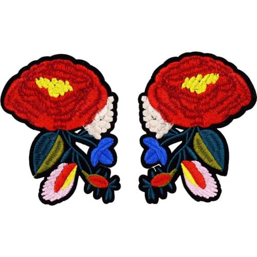 2PCS Flowers stripe applique patches iron on patches for backpack flower sewing accessories on clothing DIY decor beauty patches