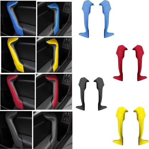 2pcs Suede Interior Car Side Door Handle Armrest Panel Molding Cover Trim Frame For Subaru BRZ Toyota 86 2013-2020