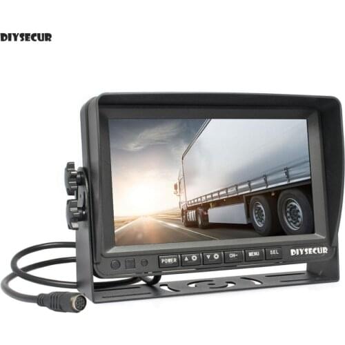 DIYSECUR AHD 7" IPS LCD Car Monitor Rear View Monitor Support 1080P AHD Camera with 2 x 4PIN Video Input