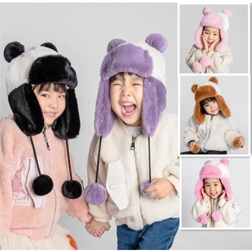 5 Colors Cute Protectors Warm Plush Hats With Earmuff Windproof Children And Caps Boys Kids Girls Outside Bonnet Faux Fur