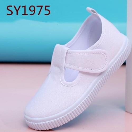 JY Children Girls Boys Sports Gymnastics Board White Shoes Canvas Casual Flat 22-34 Kindergarten School Students 2Kinds