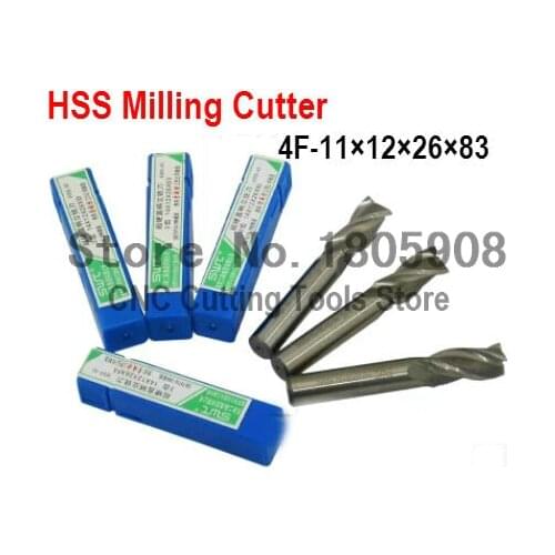 Free shipping 2pcs 11mm 4 Flute HSS & Extended Aluminium End Mill Cutter CNC Bit Milling Machinery tools Cutting tools