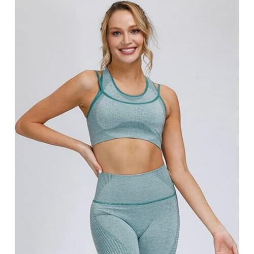 Medium Support Seamless Yoga Workout Sports Bras Women Double Layer Push Up Gym Fitness Bra Top with Removable Pads Bralette