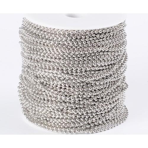 Pandahall 100M/roll Iron Unwelded Ball Bead Chains for DIY Jewelry Making Necklace bracelet; Come On Reel, Bead: 2.4mm F80