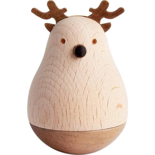 Wooden Tumbler Animal Design Exquisite Workmanship Multi-purpose Miniature Model Ornament Decor Children Toy for Desktop