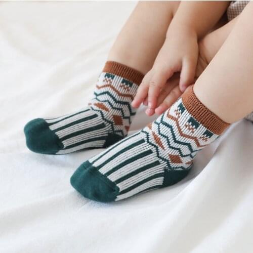 Baby winter anti slip socks boys girls toddler kids stripe fashion cotton warm sock children newborn infant thick colorful sock