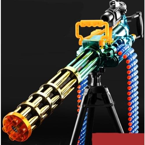 Child Electric Gold Gatling Toy Submachine Gun Soft Bullet Blaster Cs Go Airsoft Weapons For Shooting Adults Boys Birthday Gifts