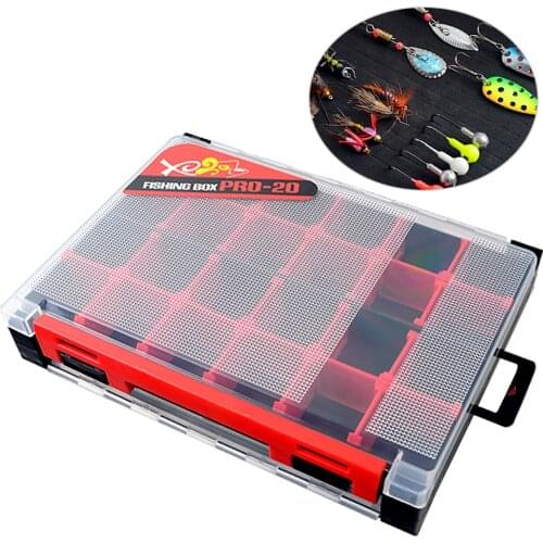 Double Sided Fishing Tackle Box Storage Trays with Removable Dividers Fly Fishing Lures Hooks Case Organizer Box Case Fishing