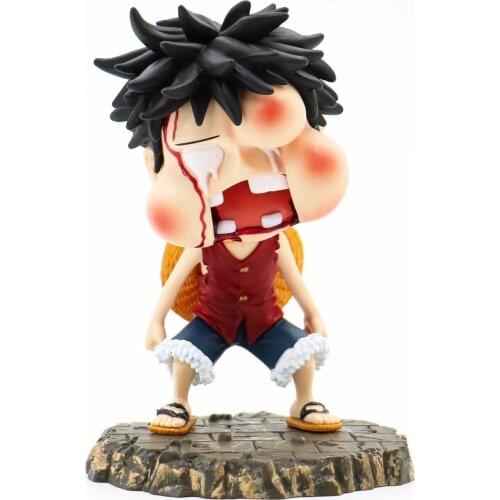 13cm Japanese anime figure one piece Q version injured face action figure collectible model toys