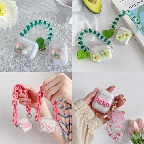 Retro Rose Flower Soft Clear Earphone Box For apple airpods Pro 3 Case for AirPods 2/1 Cover Shell Luxury Love Crystal Keychain