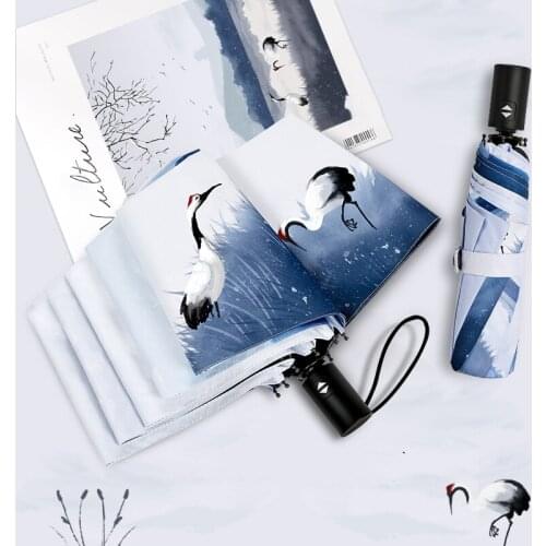 Chinese Retro Fully Automatic Umbrella Women Creative Uv Protection Windproof Umbrella Folding Men High Quality Umbrella A6A