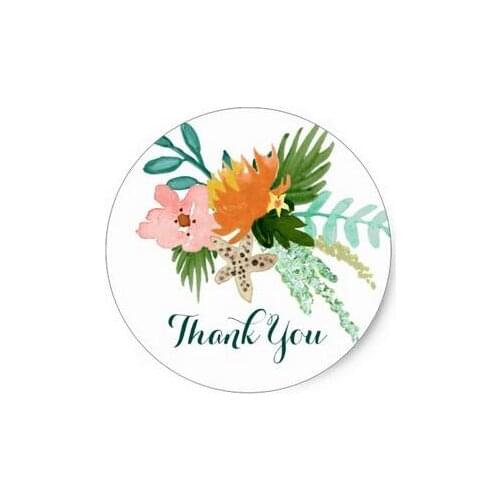 3.8cm Coastline Thank You Classic Round Sticker