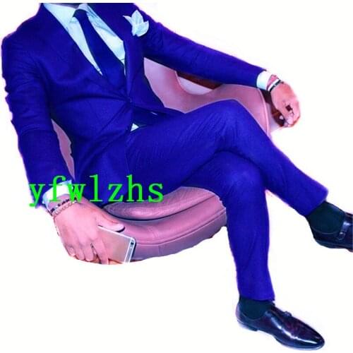 Handsome Groomsmen Peak Lapel Groom Tuxedos Wedding Dress Men Suits Blazer Prom Dinner (Jacket+Pants+Tie) K309