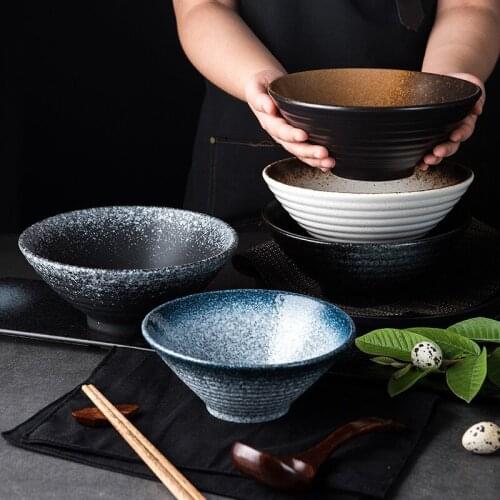 Creative Japanese Style Ramen Noodle Bowl Large Ceramic Salad Bowl Fruit Dish Microwave Soup Rice Pasta Bowl Kitchen Tableware
