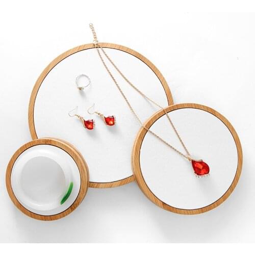 3pcs/set Round Bamboo Jewelry Display Stand Earrings Nexklaces Pendants Jewelry Props Jewelry Packaging