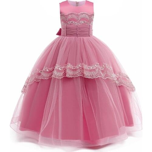 Flower Lace Teenagers Dresses 3-14 Years Kids Dress Long Lace Elegant Princess Dresses Girl Evening Bridesmaid Party Dress Girls