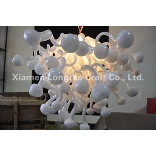 Indoor Christmas Light Art Decoration LED Light Source European Style Snow Shape White Hand Blown Murano Glass Chandelie
