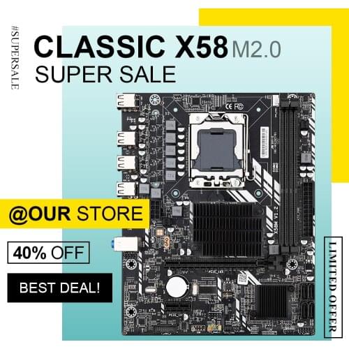 X58 LGA 1366 motherboard LGA1366 support REG ECC DDR3 and xeon processor USB3.0 AMD RX Series High power CPU support