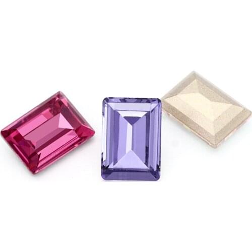 Twinkling Violet Rose Rectangle Loose Rhinestones for Clothes Jewelry Bag Christmas Decoration Pointback K9 Glass Crystal Strass