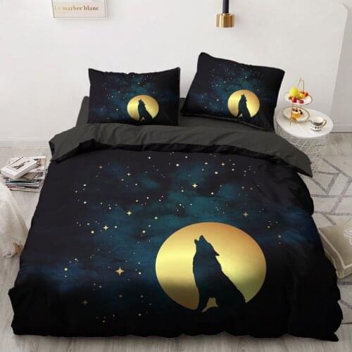 Wolf Night 3D Black Design Custom Comforter Shell Duvet Quilt Cover Bedding Set Twin King Queen Double Single Size Home Textile