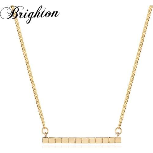 Brighton New Fashion Geometric Metal Pendant Necklaces For Women Trendy Jewelry Simple Chain Choker Classic Bijou Accessories
