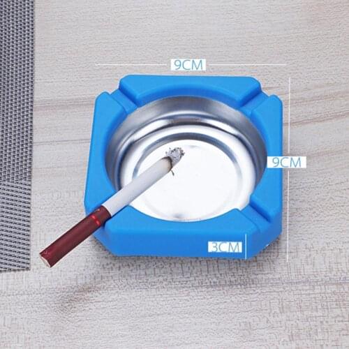 Portable Stainless Steel Round Ashtray smoking Holder Ash Tray Organizers Ashtray Home Office Stainless Steel Ashtrays