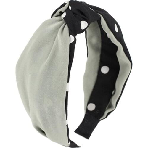 New Fashion Ladies Center Knotted Headband Dots Patchwork Fabric Hairband Wholesale Hair Accessories for Women