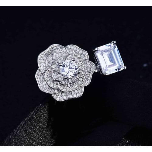 QTT 2021 New Luxury 925 Sterling Silver Ring Exquisite Flower Design Fashion Women Ring Wedding Party Promise Ring Jewelry