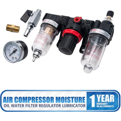 Pressure Reducer Pressure Regulator Compressed Air Maintenance Unit Water Separator Oiler 1/4 "