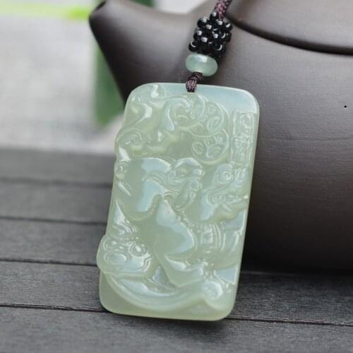 Certificate) Natural HETIAN Jades Pendant Necklace Carved Animal Pixiu Bring Wealth Pendant Gift for Mens Jades Stone Jewelry